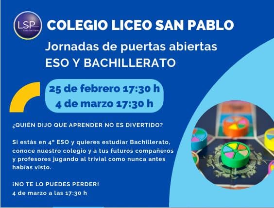 JORNADA PUERTAS ABIERTAS ESO Y BACHILLERATO