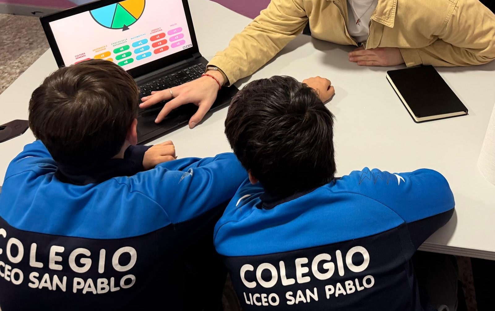 Profesor con niños y portatil 2